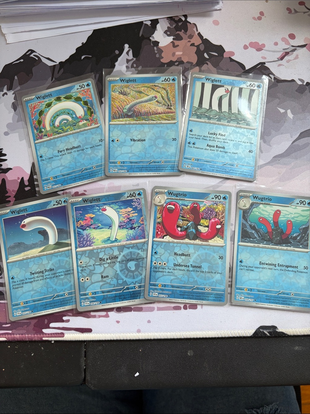 🌊 Wiglett & Wugtrio Pokémon Evolution Reverse Holo Card Lot | 7 Cards ✨5/$25✨